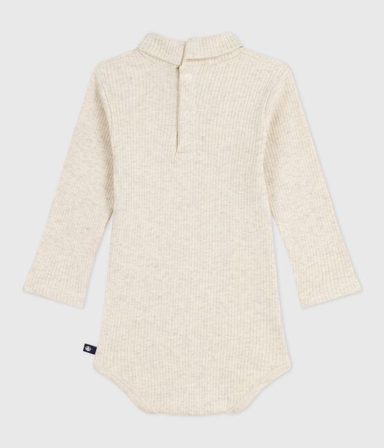 Babies' plain cotton rollneck body MONTELIMAR CHINE beige