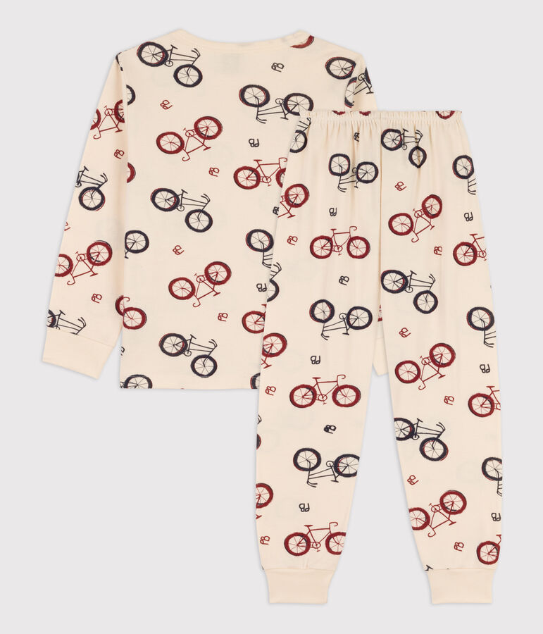 Unisex Bike Themed Cotton Pyjamas Ecru/multicolor