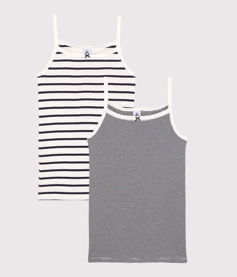 Girls' Striped Organic Cotton Vest Tops - 2-Pack multicolor