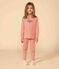 Children's Unisex Striped Cotton Pyjamas OURSIN orange/MARSHMALLOW white