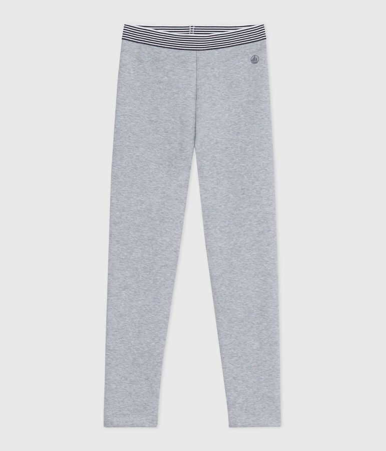 Children's legging-style plain cotton trousers grey