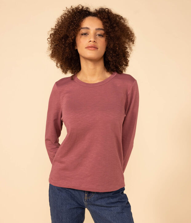 Women's Straight Round-Neck Cotton T-Shirt brown
