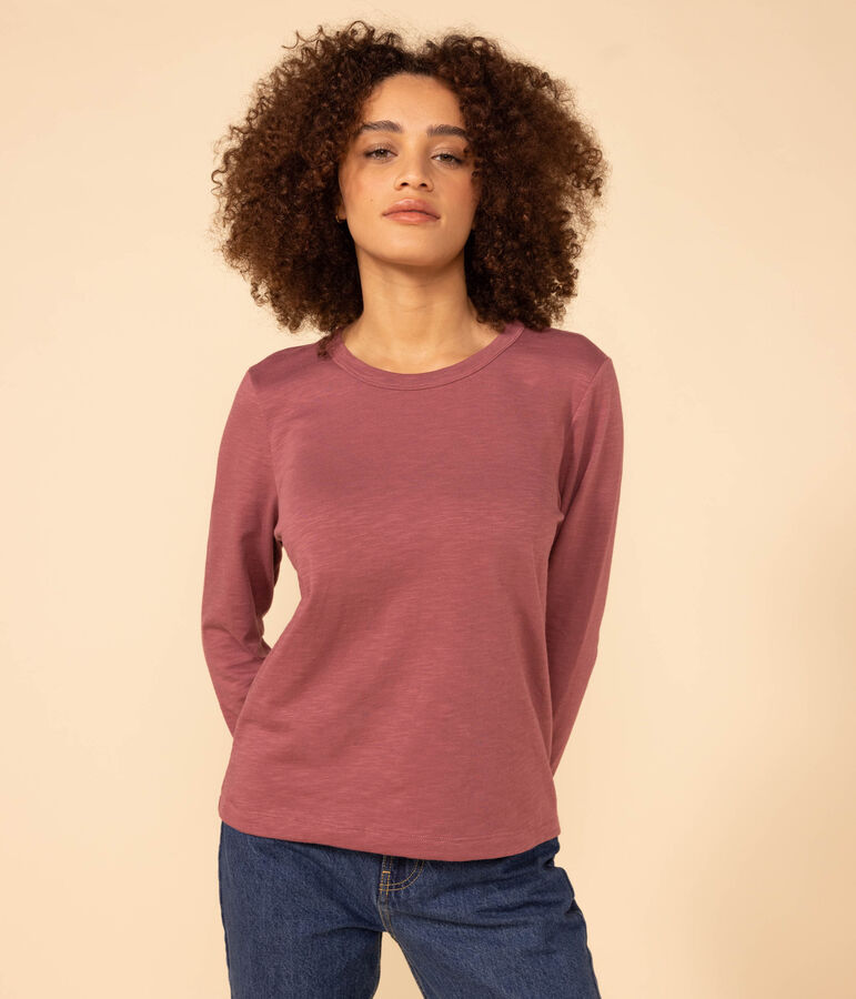 Women's Straight Round-Neck Cotton T-Shirt brown