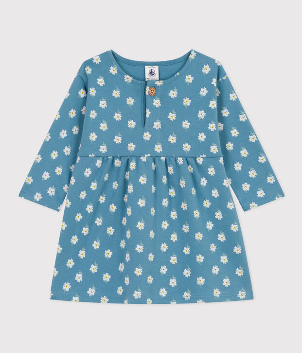 Babies' Long-Sleeved Thick Jersey Dress blue/multicolor