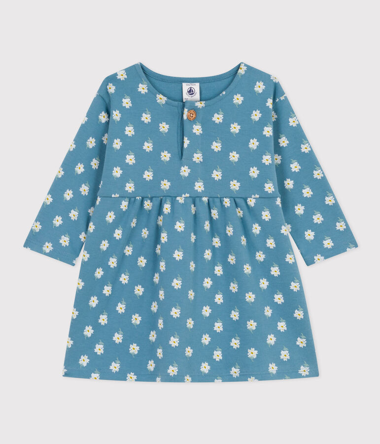 Babies' Long-Sleeved Thick Jersey Dress blue/multicolor