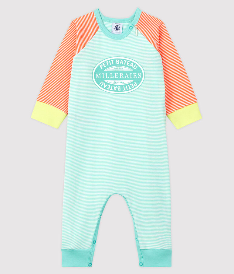 Babies' Footless Ribbed Sleepsuit CORAL orange/MARSHMALLOW white