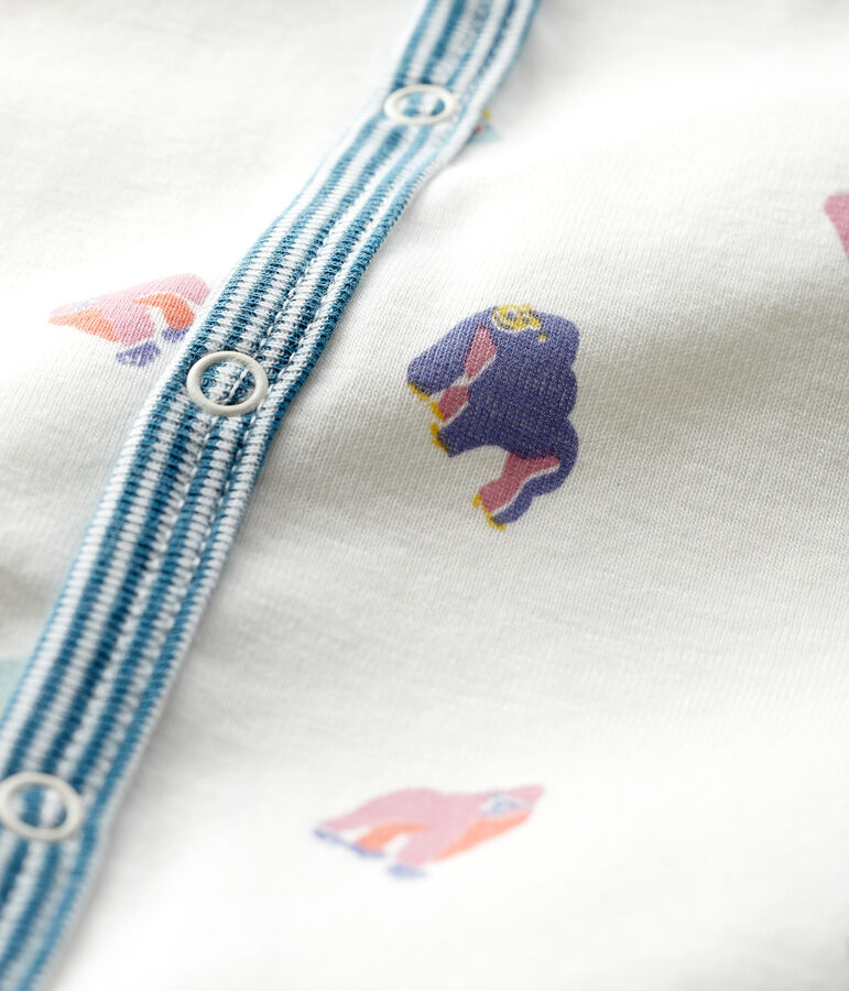 Baby Girls' Footless Gorilla Print Ribbed Sleepsuit MARSHMALLOW white/MULTICO white