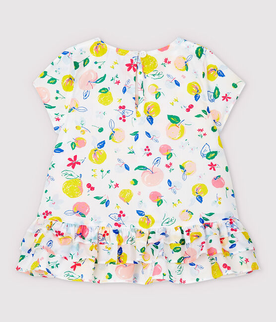 Baby Girls' Short-Sleeved Poplin Blouse MARSHMALLOW white/MULTICO white