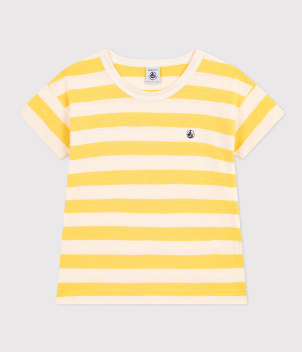 Boys' Striped Slub Jersey T-shirt yellow/ecru