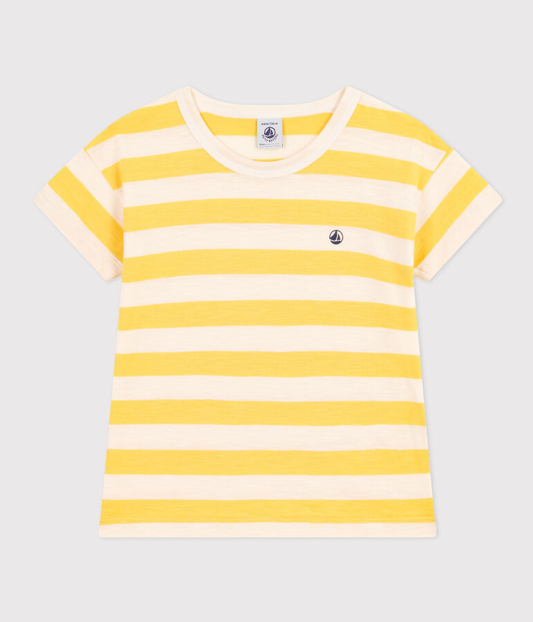 Boys' Striped Slub Jersey T-shirt yellow/ecru