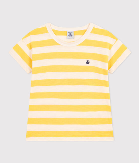 Boys' Striped Slub Jersey T-shirt NECTAR yellow/AVALANCHE