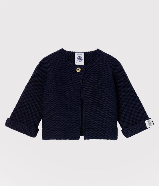 Babies' Organic Cotton Knitted Cardigan SMOKING blue