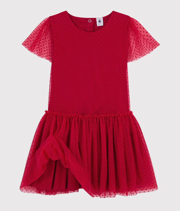 Girls' Short-Sleeved Dress red