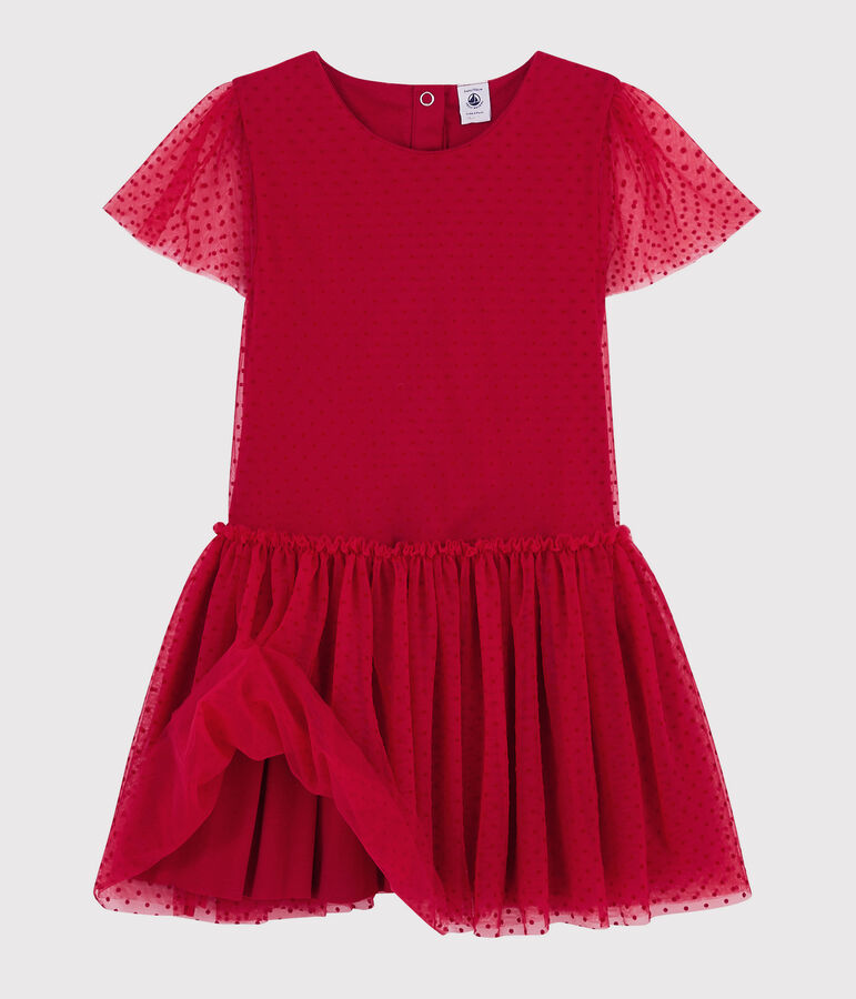Girls' Short-Sleeved Dress red