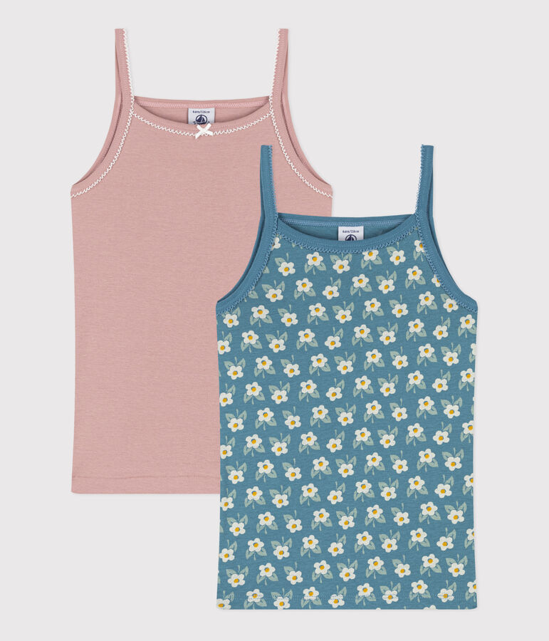 Girls' Flower Cotton Vests - 2-Pack multicolor