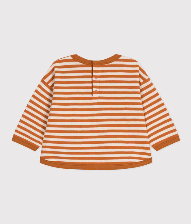 Babies' Long-Sleeved Tube Knit T-Shirt brown/ecru