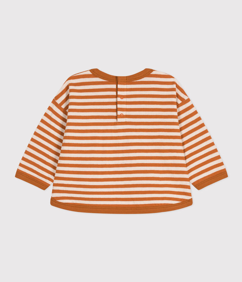 Babies' Long-Sleeved Tube Knit T-Shirt brown/ecru