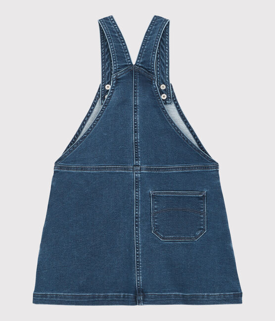 Girls' Organic Denim Dungaree Dress DENIM BLEU DELAVE blue