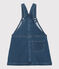 Girls' Organic Denim Dungaree Dress DENIM BLEU DELAVE blue