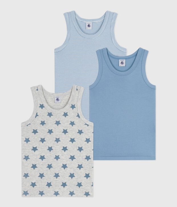 Pack of children's star-print cotton tank tops multicolor