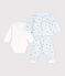 Babies' outfit in cotton with foxes printed on the collar white/multicolor