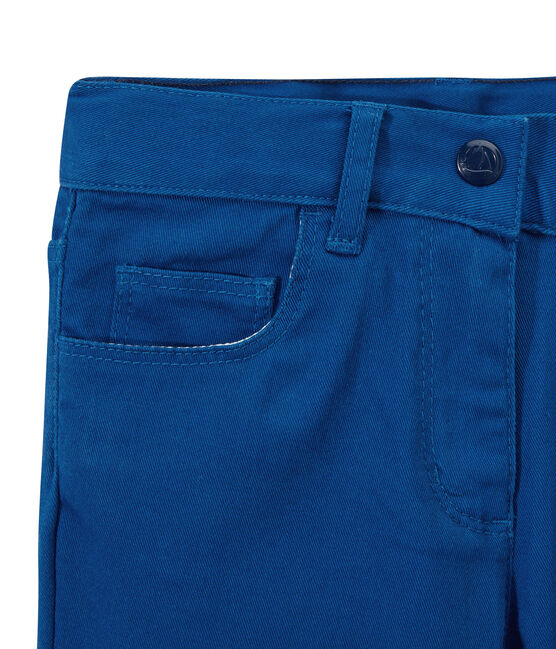 Girls' coloured denim trousers PERSE blue