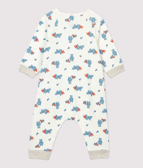 Babies' Bear Print Organic Cotton Jumpsuit MARSHMALLOW white/MULTICO white