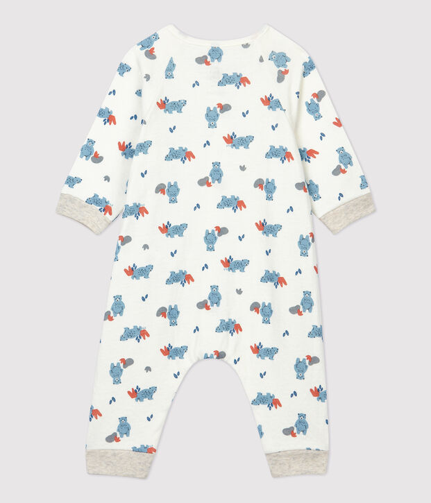 Babies' Bear Print Organic Cotton Jumpsuit white/multicolor