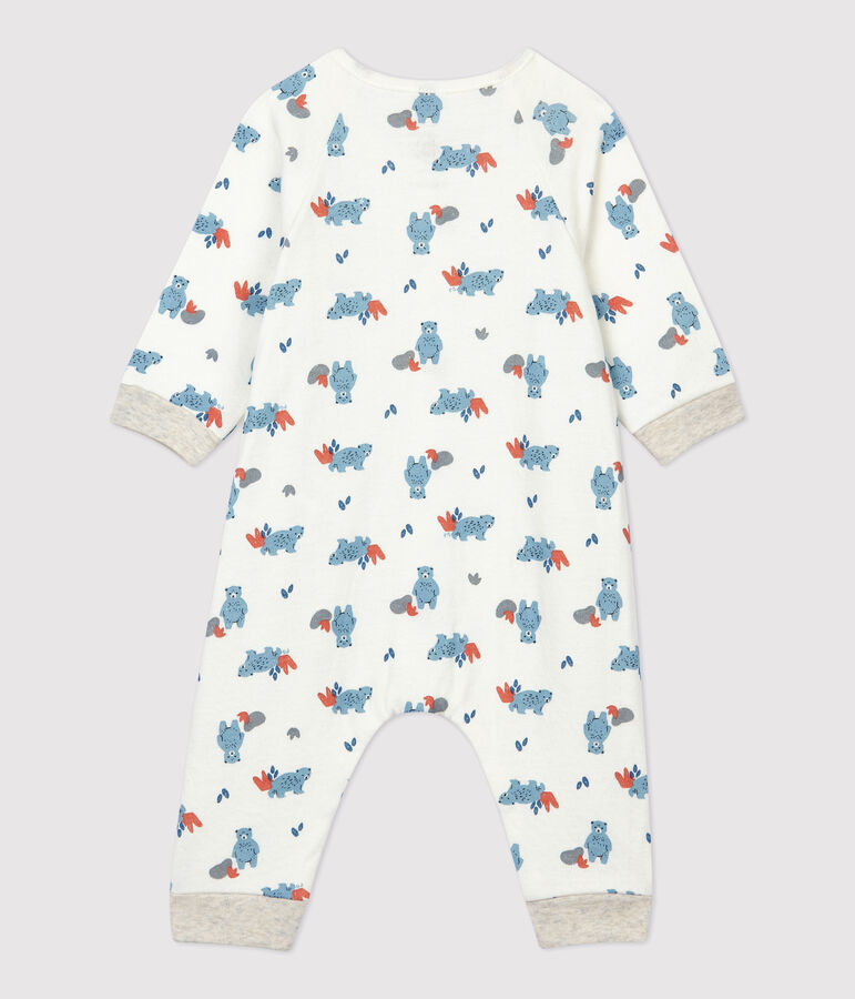Babies' Bear Print Organic Cotton Jumpsuit white/multicolor