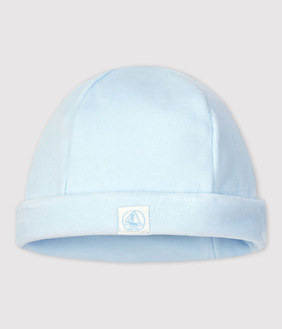Babies' Organic Cotton Velour Bonnet TOUDOU blue