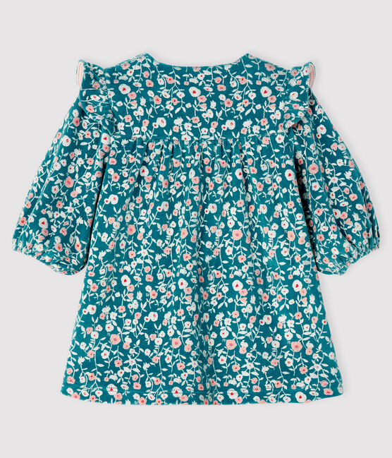Baby Girls' Long-Sleeved Floral Velour Dress MOZAIK /MULTICO ecru
