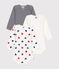 Babies' long-sleeved cotton bodysuits with a triple heart print - 3-pack variante 1