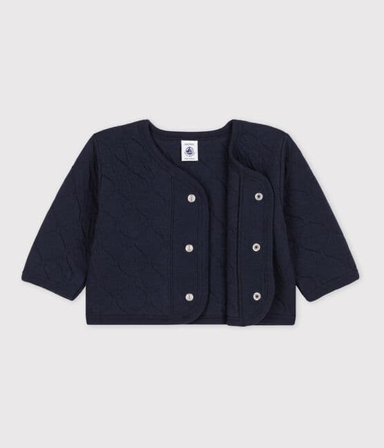 Babies' Quilted Tube Knit Cardigan SMOKING blue