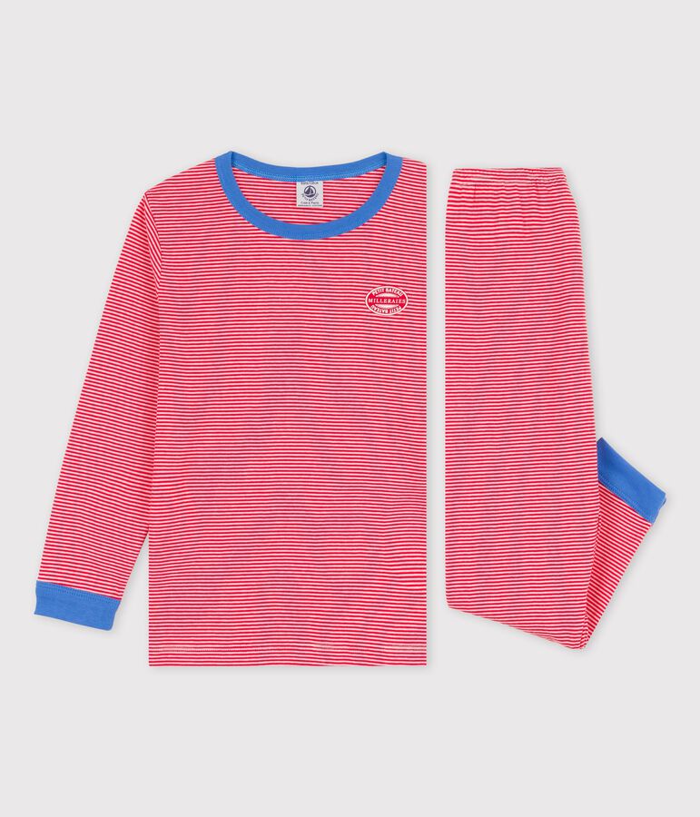 Unisex Pinstriped Organic Cotton Pyjamas red/white