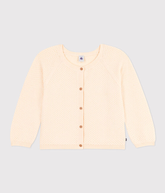 Girls' Cotton Cardigan AVALANCHE Ecru
