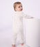 Babies' footless openwork floral-print cotton pyjama suit MARSHMALLOW white/MULTICO white