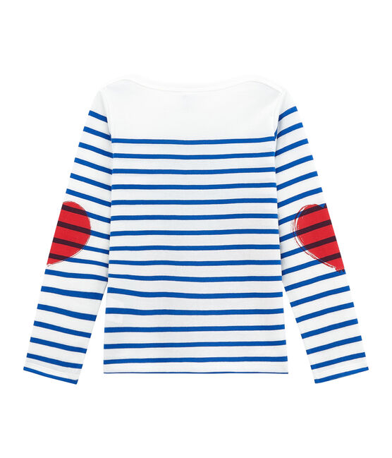 Girls' Creative Striped Top MARSHMALLOW white/PERSE blue
