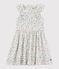 Girls' Short-Sleeved Poplin Dress MARSHMALLOW white/MULTICO white