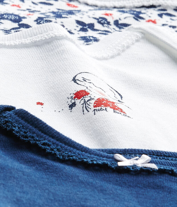 Set of 3 baby girls' short-sleeved bodysuits white