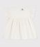 Children's short-sleeved cotton blouse with a heart pattern MARSHMALLOW white