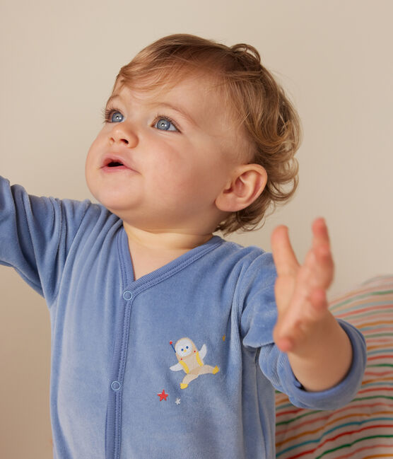 Babies' velour pyjamas BEACH blue
