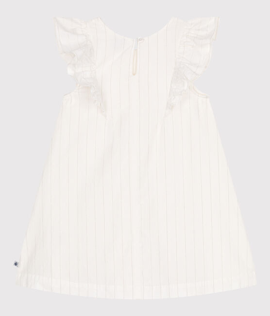 Children's short-sleeved cotton dress MARSHMALLOW white/ARGENT grey