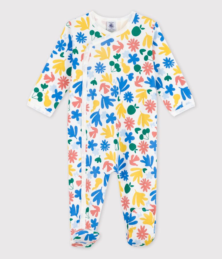 Babies' Floral Cotton Sleepsuit white/multicolor