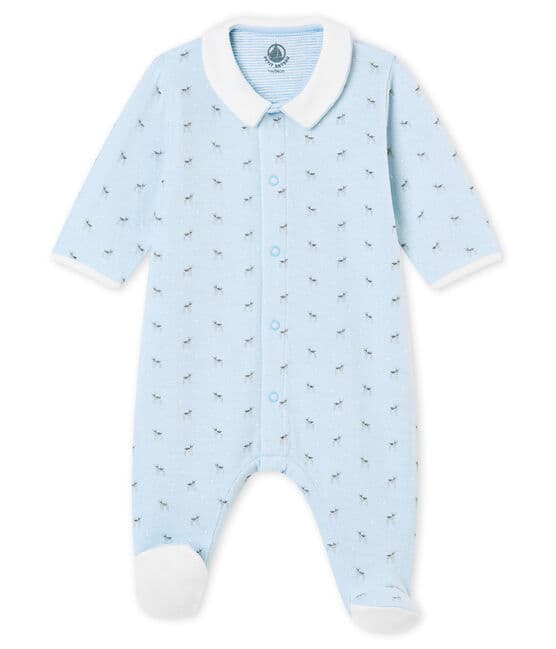 Baby boy's print tubic sleepsuit FRAICHEUR blue/MULTICO white