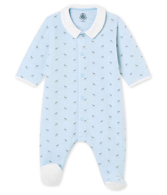 Baby boy's print tubic sleepsuit FRAICHEUR blue/MULTICO white