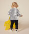 Babies' long-sleeved cotton T-Shirt MARSHMALLOW white/SMOKING blue