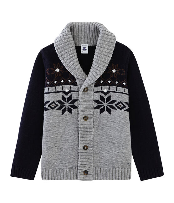 Boys' Knit Cardigan SUBWAY grey/SMOKING blue/CUIVRE