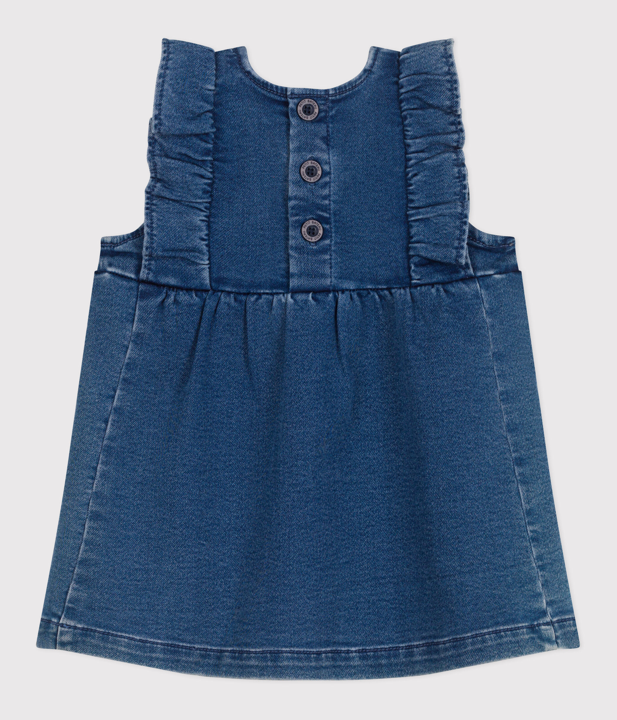 Babies' sleeveless denim dress blue
