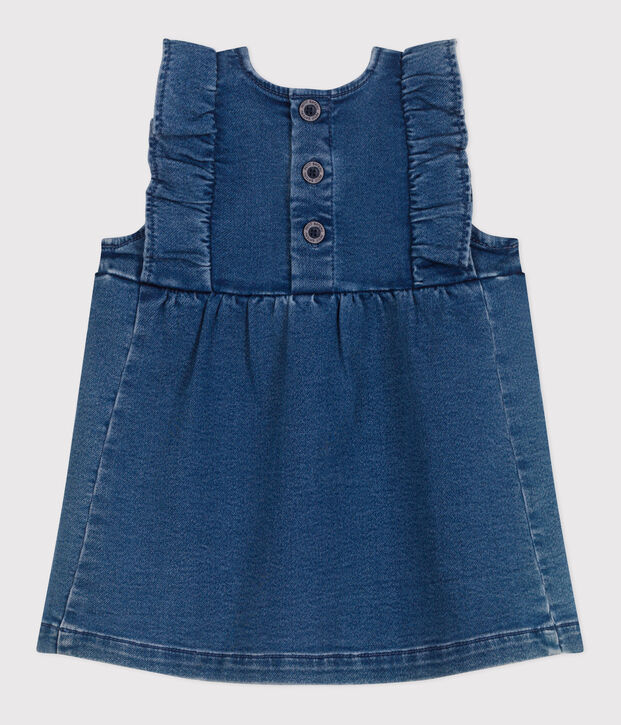 Babies' sleeveless denim dress blue