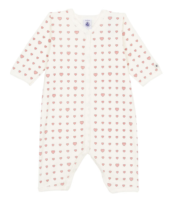 Baby Girls' Ribbed Footless Sleepsuit MARSHMALLOW white/MULTICO white